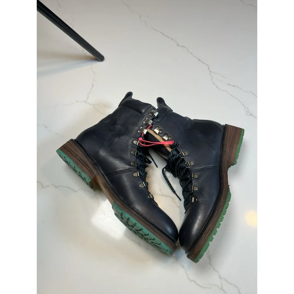 John Fluevog Leather Montaigne Lace-Up Hiking Boots Size 9M/11W